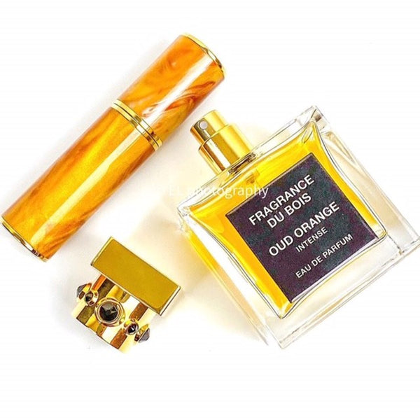 TRAVEL/PURSE PERFUME ATOMIZER: ACRYLIC RESIN, AMBER WITH SHADES