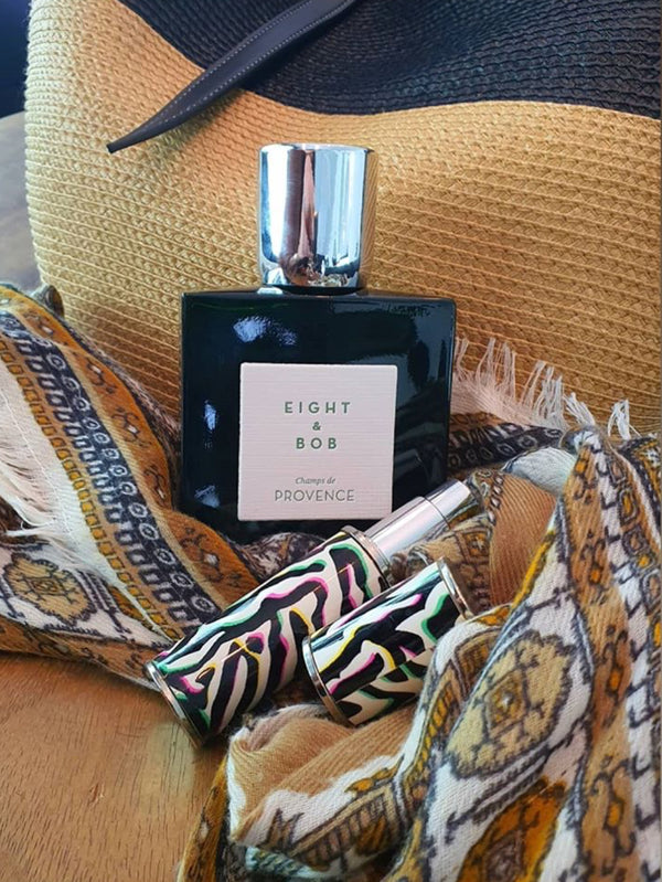 TRAVEL/PURSE PERFUME ATOMIZER: LEATHER , WHITE WITH A ZEBRA COLORED PATTERN