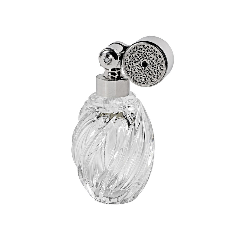 HOME COLLECTION CRYSTAL: PALLADIUM PLATED ESCALE MOUNT, OVAL SHAPE WITH TWISTED GROOVES, CRYSTAL FLACON